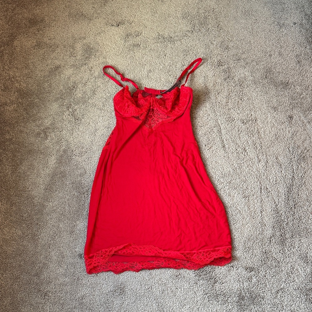 Victoria’s Secret Red Lace Babydoll SIZE S Womens Underwire Chemise Lingerie